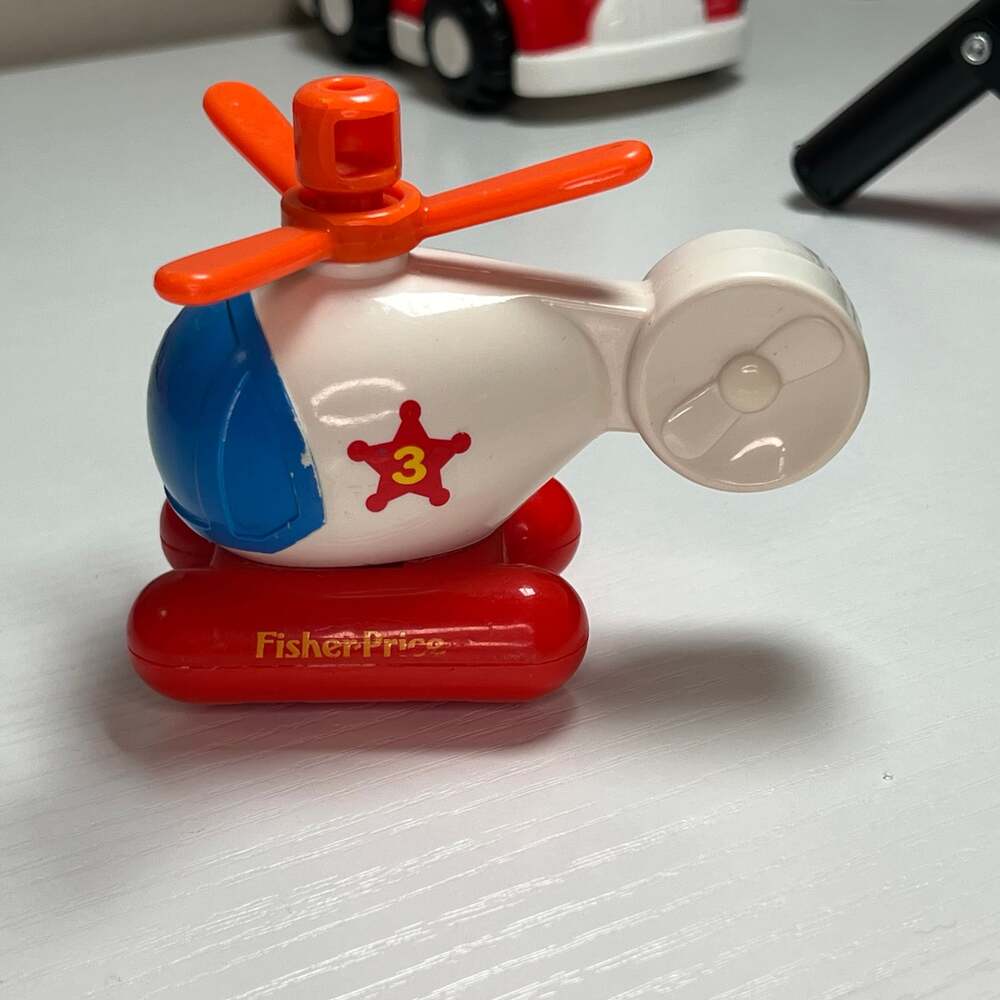 Vintage 1992 Fisher-Price Flip Track Rail Road White Helicopter #3